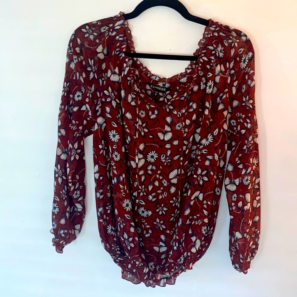 Express Floral Brown/Blue Blouse
